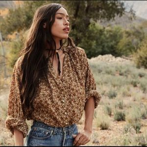 Dôen Jane Blouse Golden Mesa Flor Size XXS